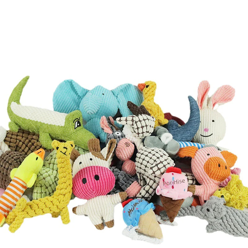 Durable Chew Dog Toys - Cartoon Plush Pet Toys - Safe Play